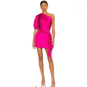 Amanda Uprichard Bexley Silk One-Shoulder Dress XS – Genie Pink